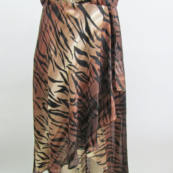 LPA tiger stripe animal Nikki  brown high low maxi dress Revolve size M - Picture 3 of 12
